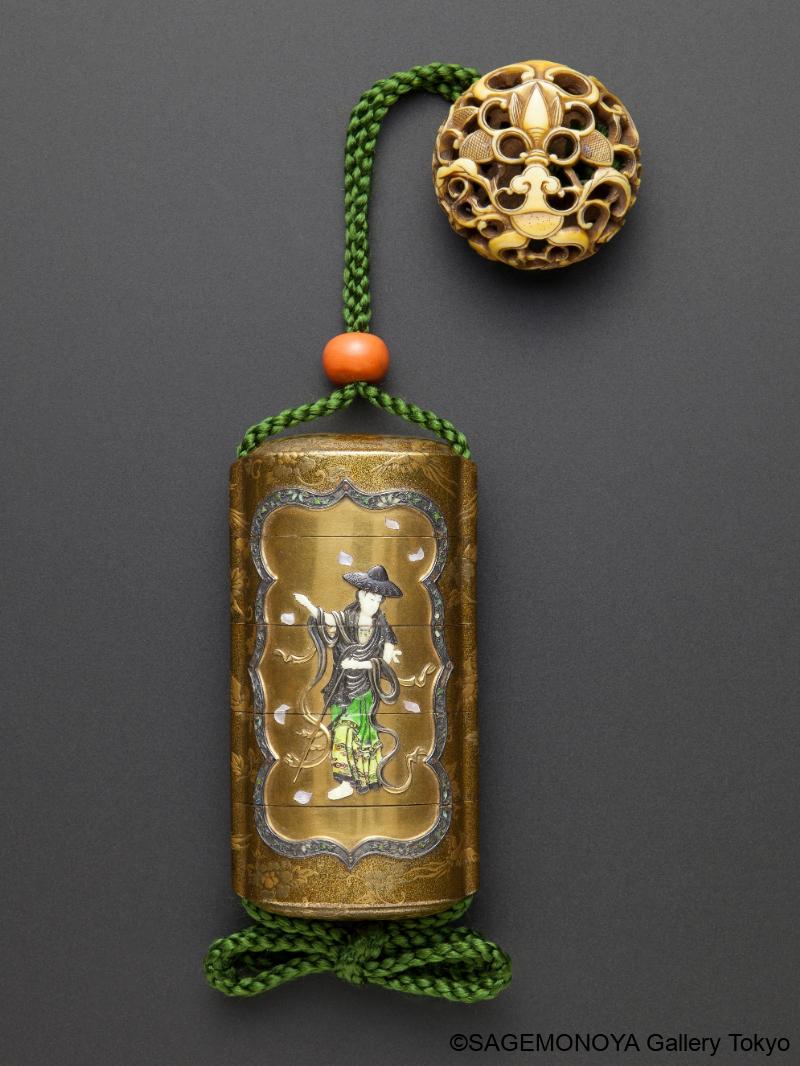 生人形図蒔絵四段－印籠｜根付専門店「提物屋」