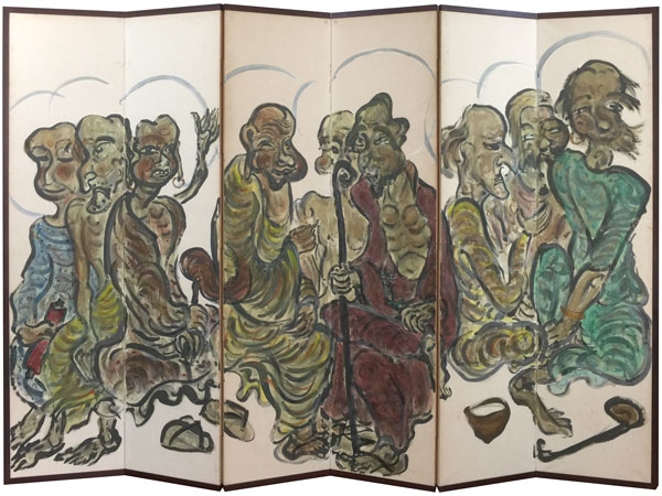 岩崎巴人 十六羅漢図/掛け軸 絵画の買取.販売.表装/長良川画廊