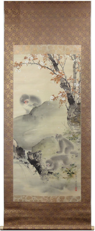 森寛斎 桜花遊猿之図/Web書画ミュージアム