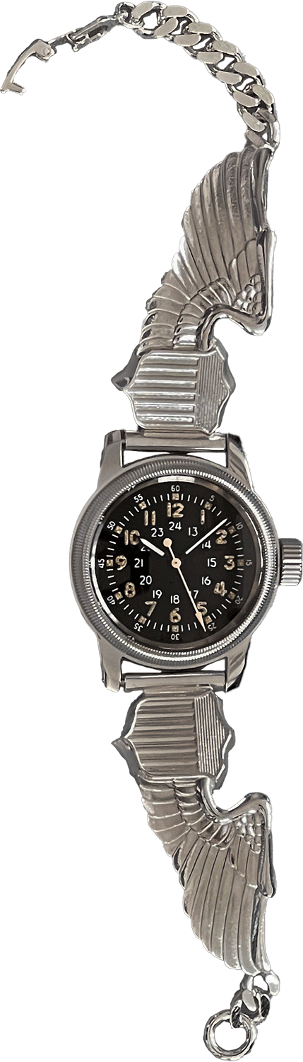 純銀製 パイロットウイング ブレスレットバンド ミリタリーショップ 革