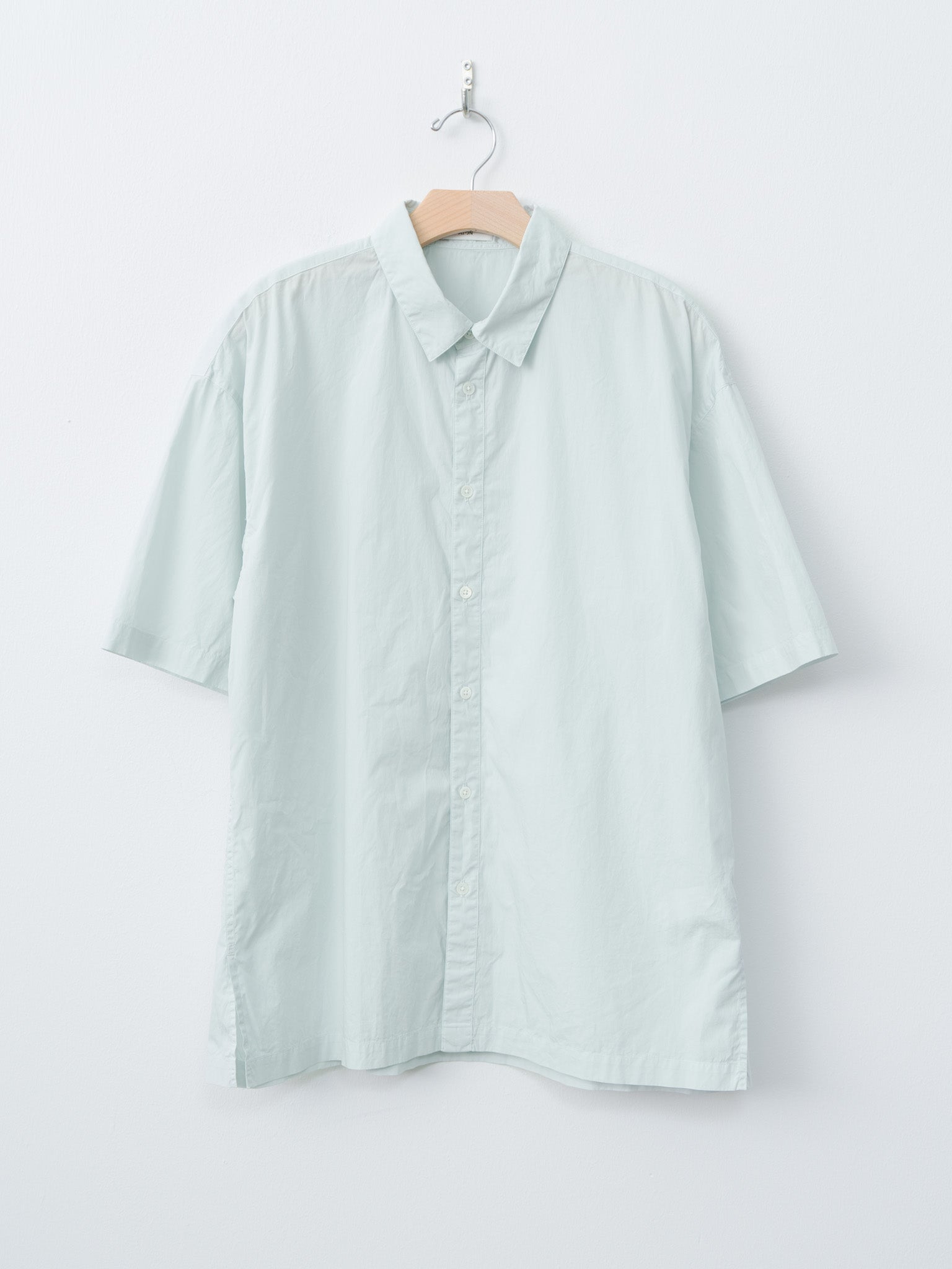 Namu Shop - Aton Cotton Lawn Oversized Short Sleeve Shirt - Ice Blue
