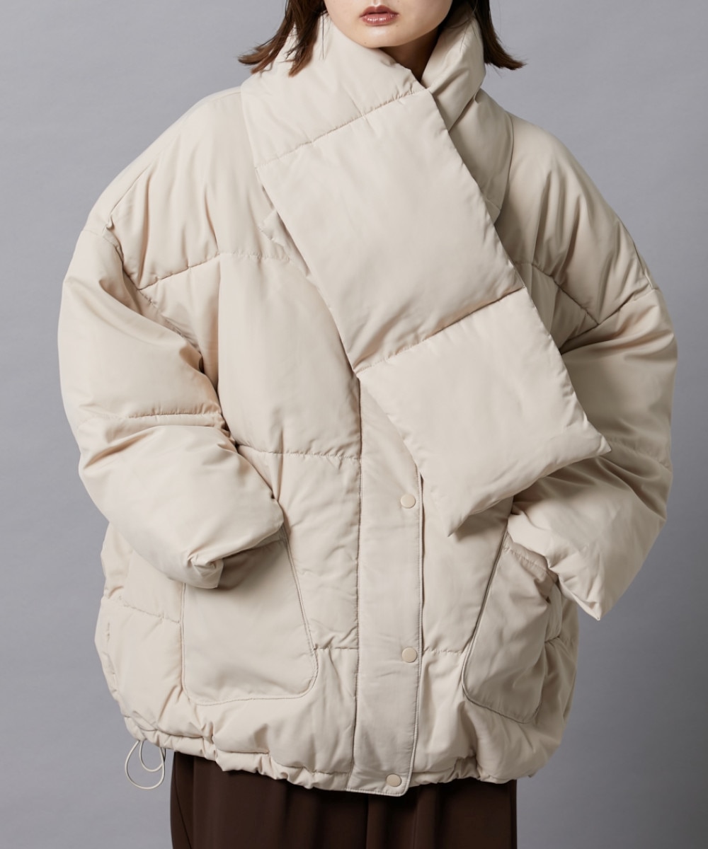 マフラー付ノーカラーフェイクダウンコート 通販【ニッセン】
