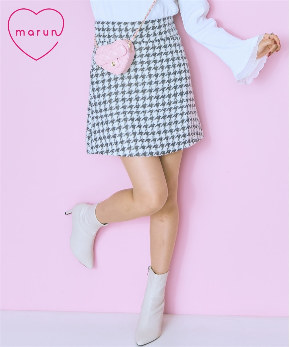 大きいサイズ＞千鳥格子柄ツイードスカート marun 通販【ニッセン】