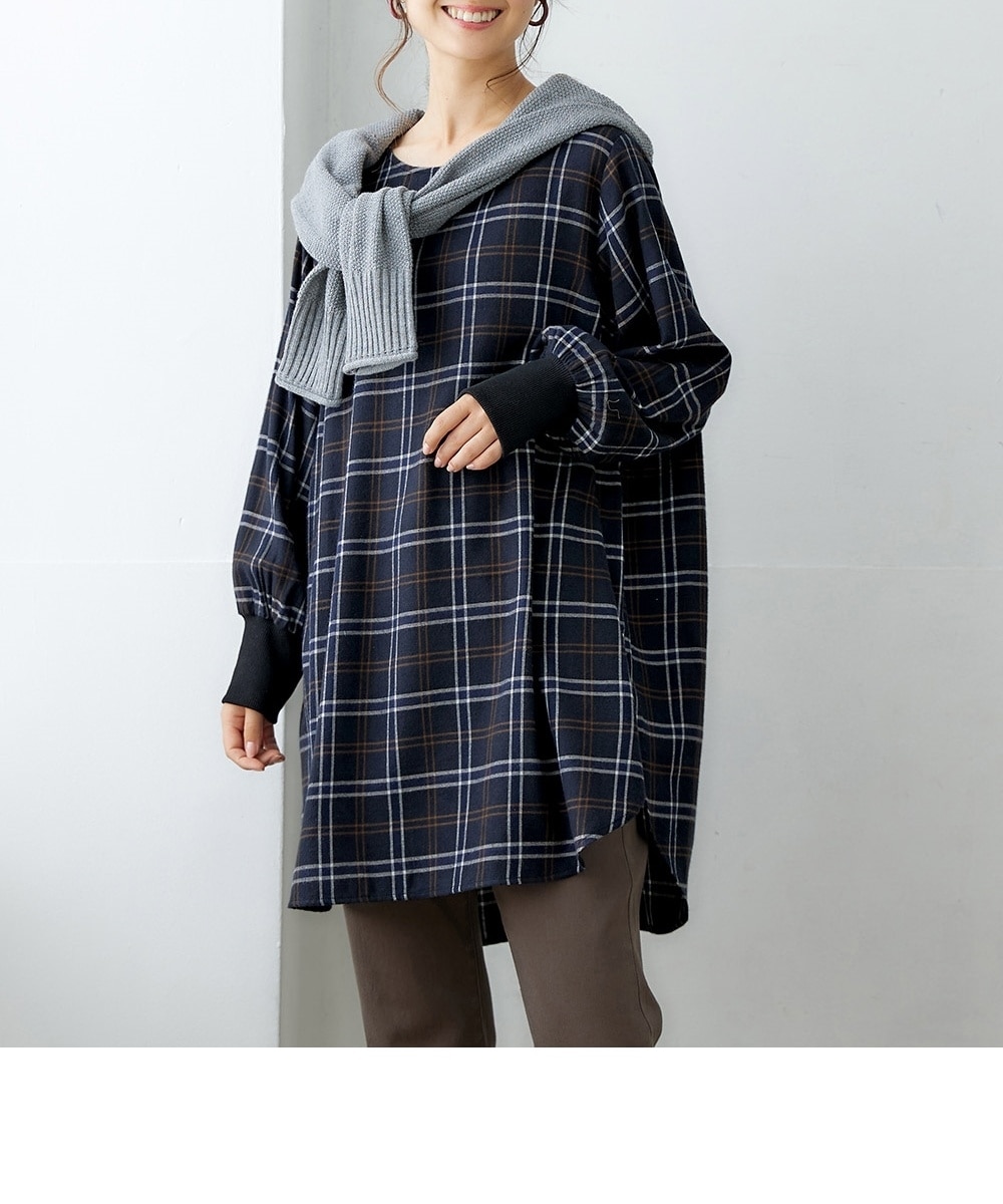 冬の先染チェックチュニック 通販【ニッセン】