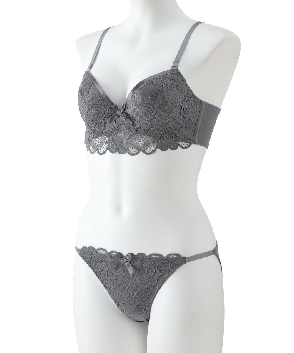 脇高ローズレースブラジャーショーツセット 通販【ニッセン】