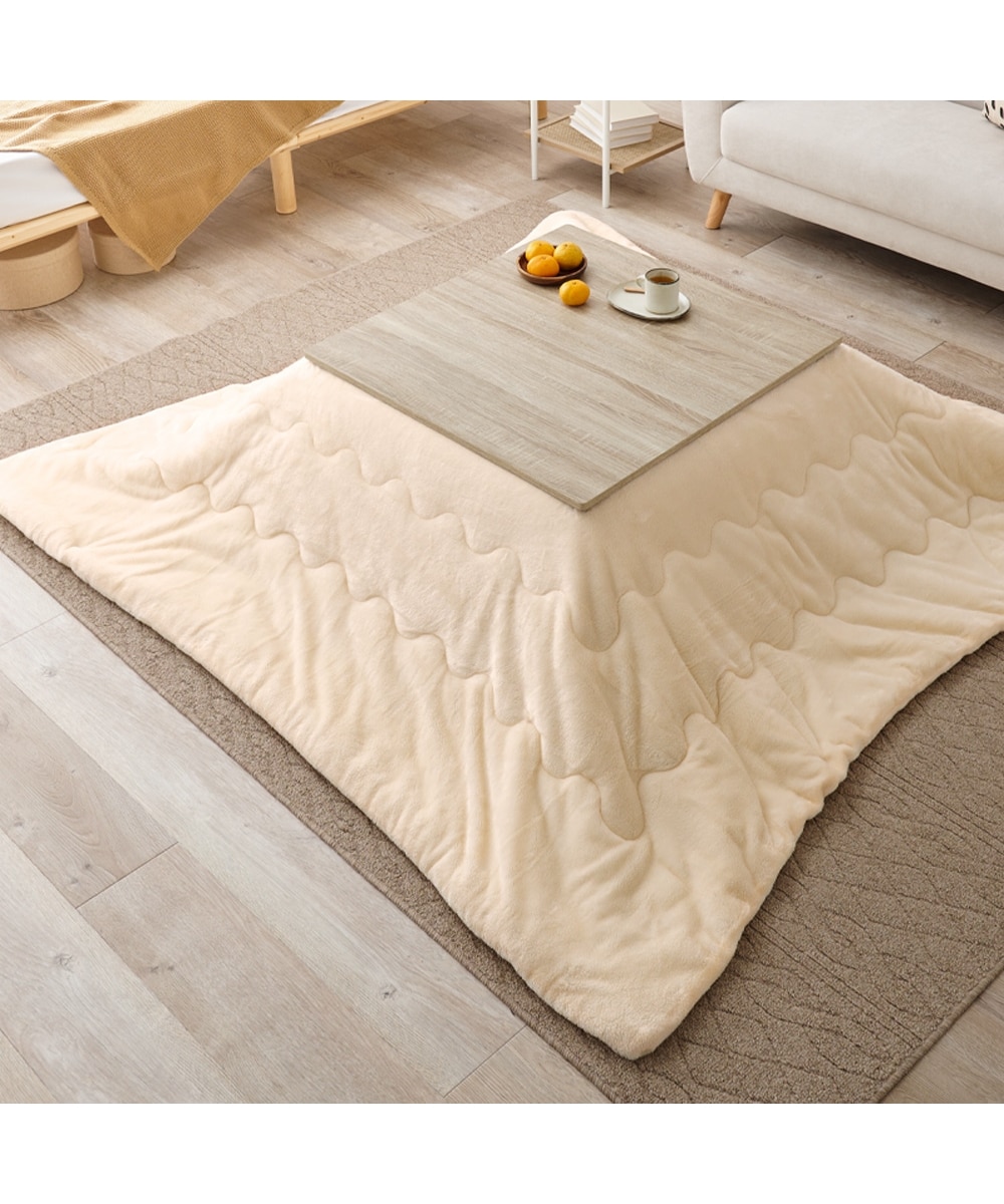 リバーシブル天板の折りたたみこたつテーブル＋掛布団セット(なめらか