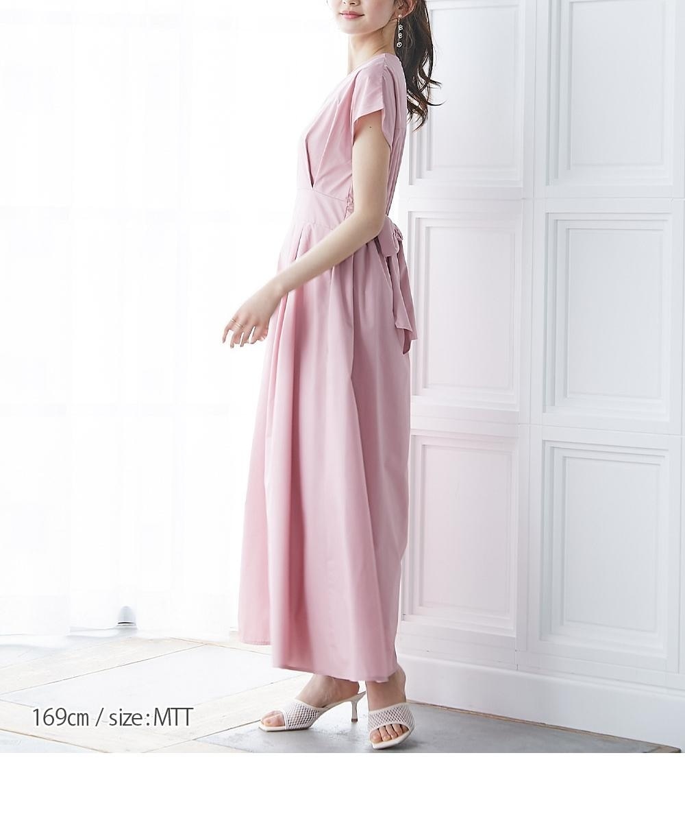 高身長 フレンチスリーブボリュームフレアワンピース（トールサイズ