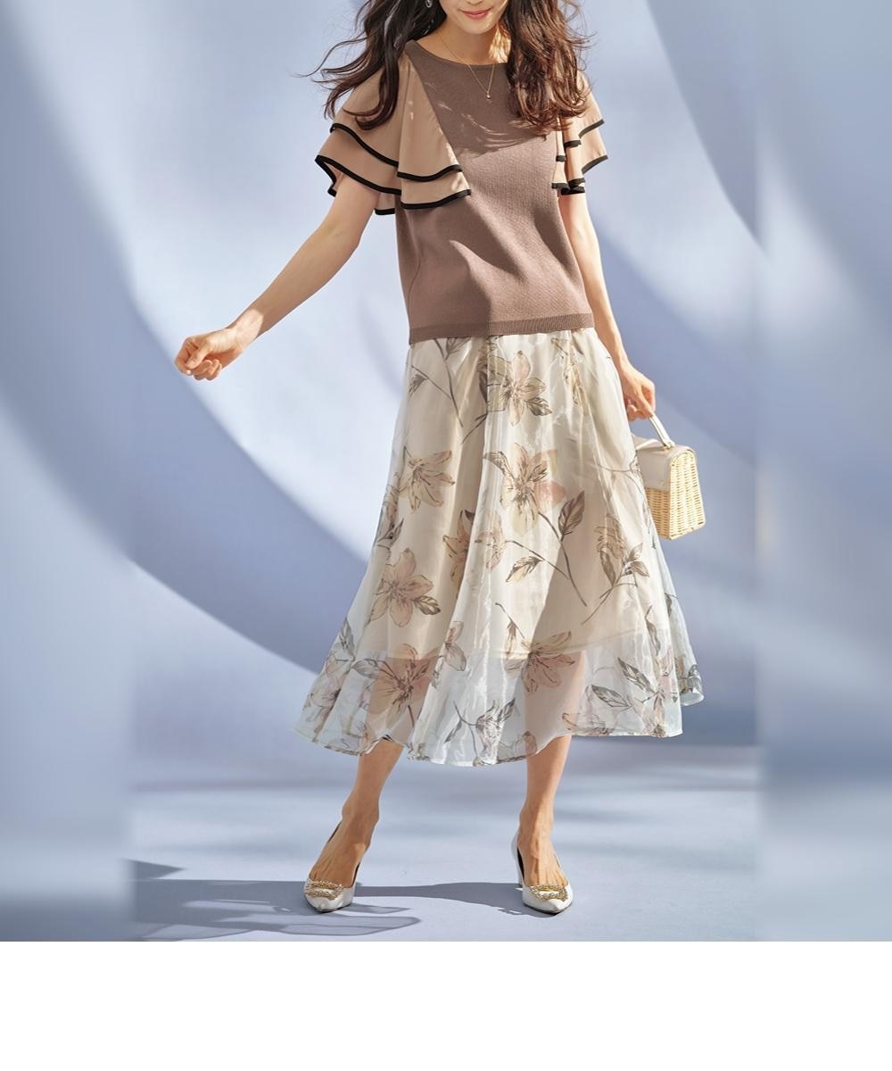 オーガンジー花柄プリントスカート【Hana服】 通販【ニッセン】