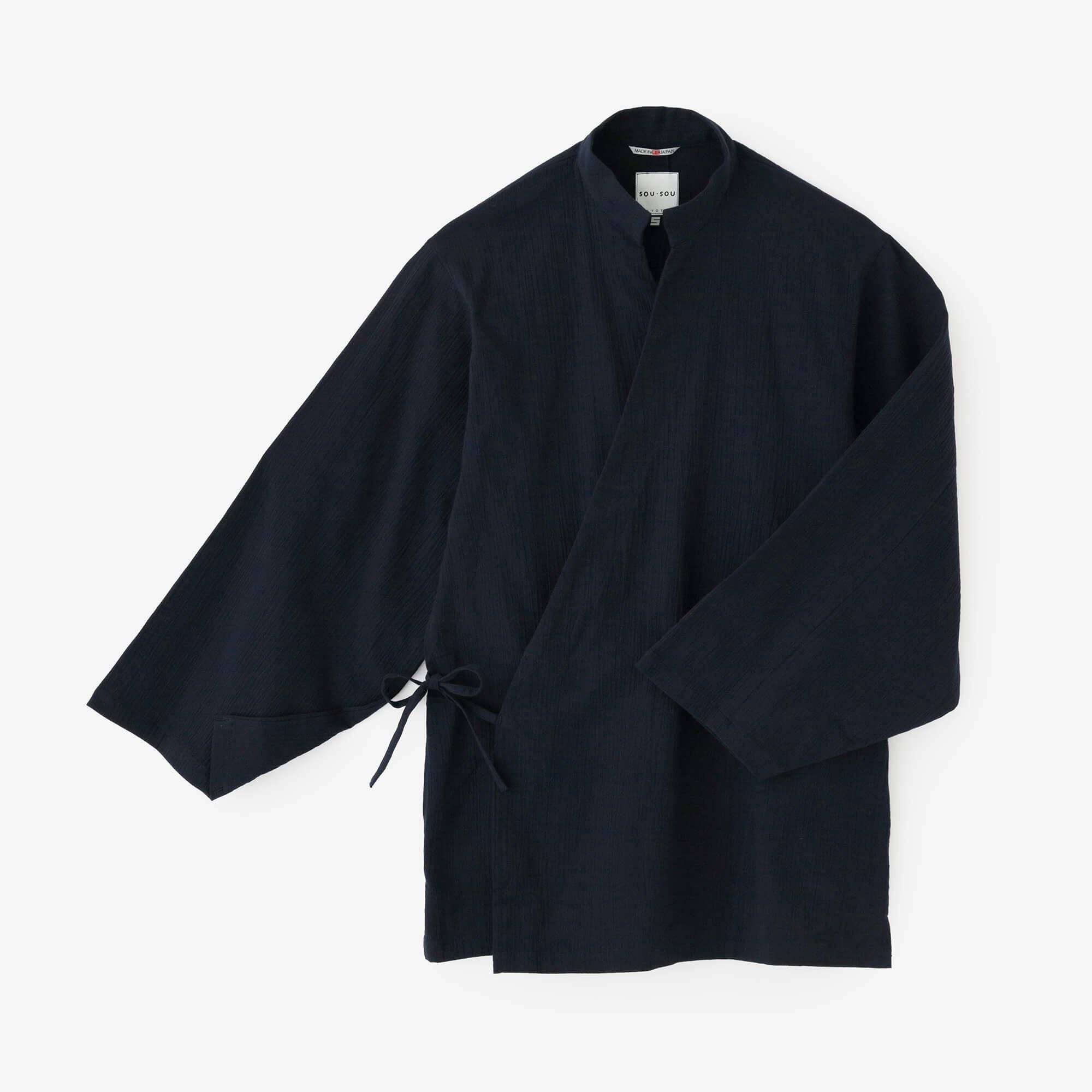 高島縮 20/20 手柄作務衣（たかみさむえ）／濃灰（こいはい）