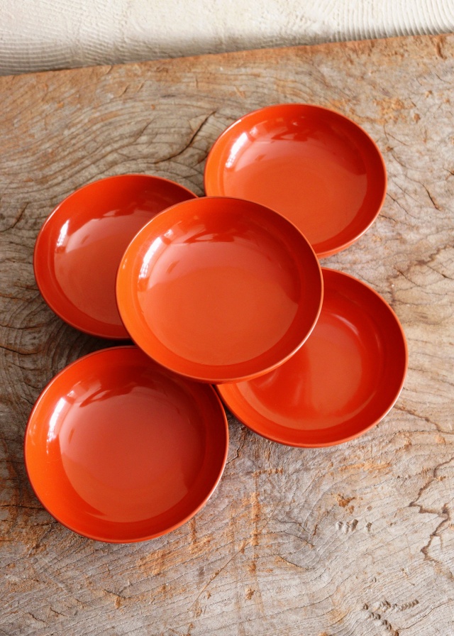 輪島朱塗碗 朱塗向付 小皿5枚 漆皿 朱塗皿 5枚組Antique Sam's Collection