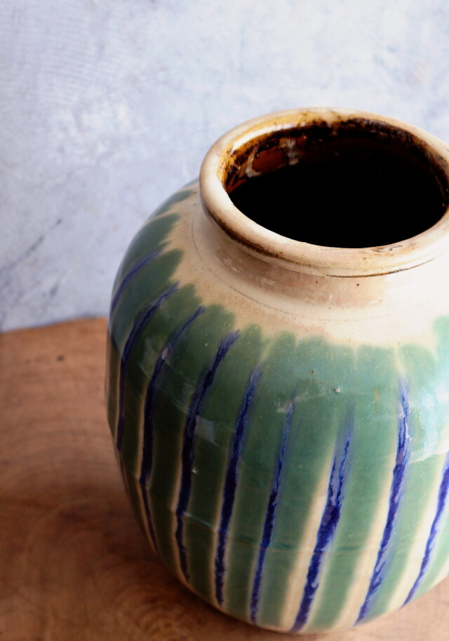 信楽焼 すだれ釉壷 民藝 茶壺 花器 投げ入れ 壷 簾