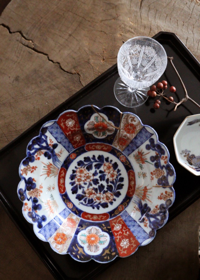 升たか 色絵百鹿紋 ポット小 ペルシャ柄小皿付 陶器 升 たか 色絵 百鹿