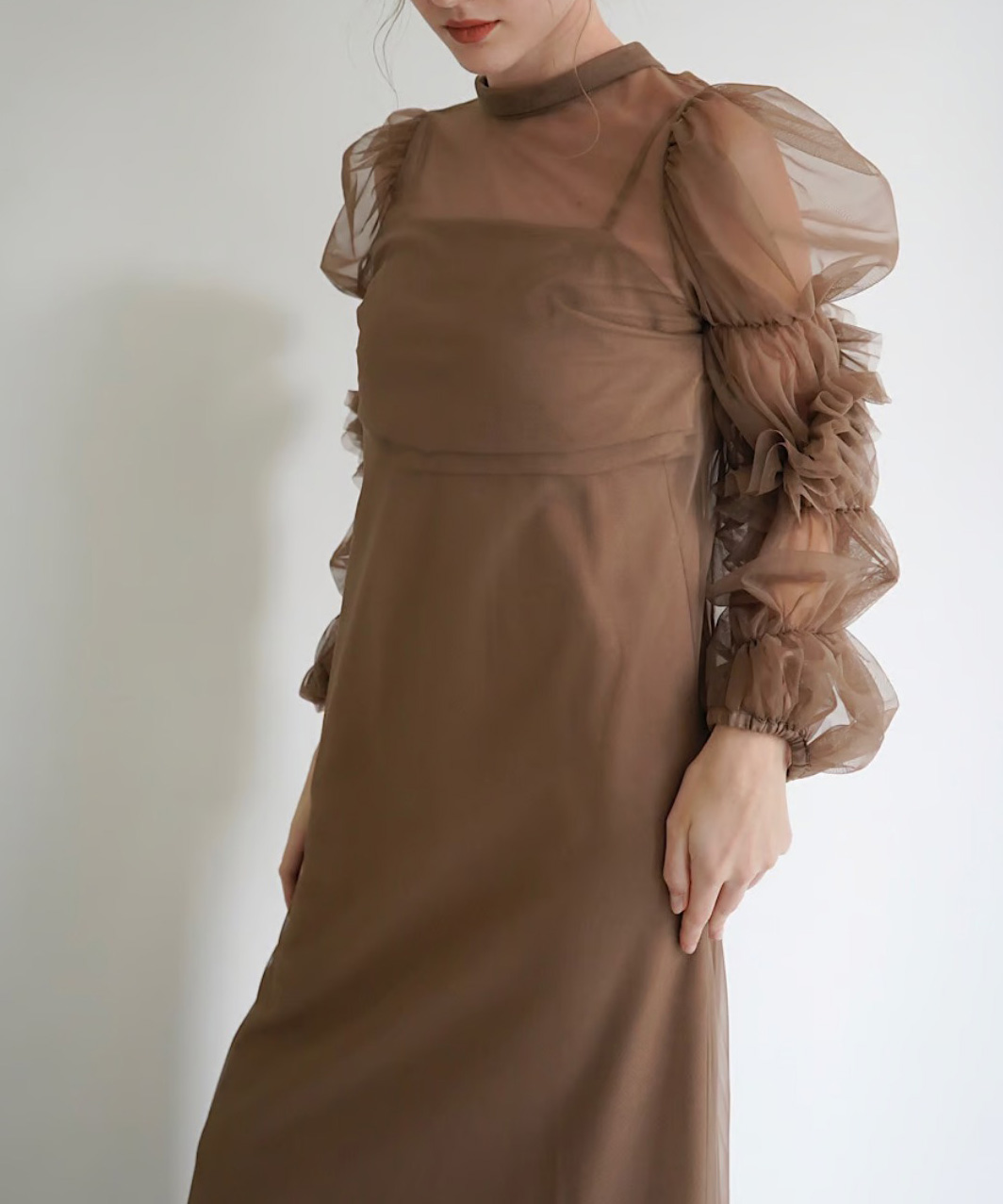 2サイズ】tulle sheer one-piece ( brown ) Acka.（エーシーケーエー