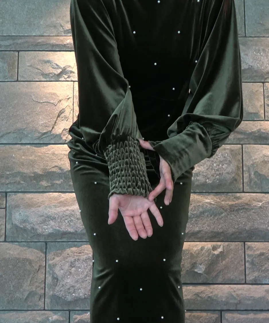 Sサイズ】BACK OPEN PEARL VELOUR DRESS Ameri VINTAGE（アメリ