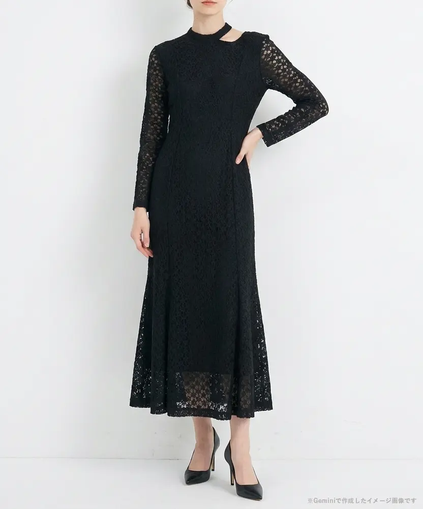 1サイズ】3D FLOWER LACE SLASH NECK ONEPIECE CLANE（クラネ）の