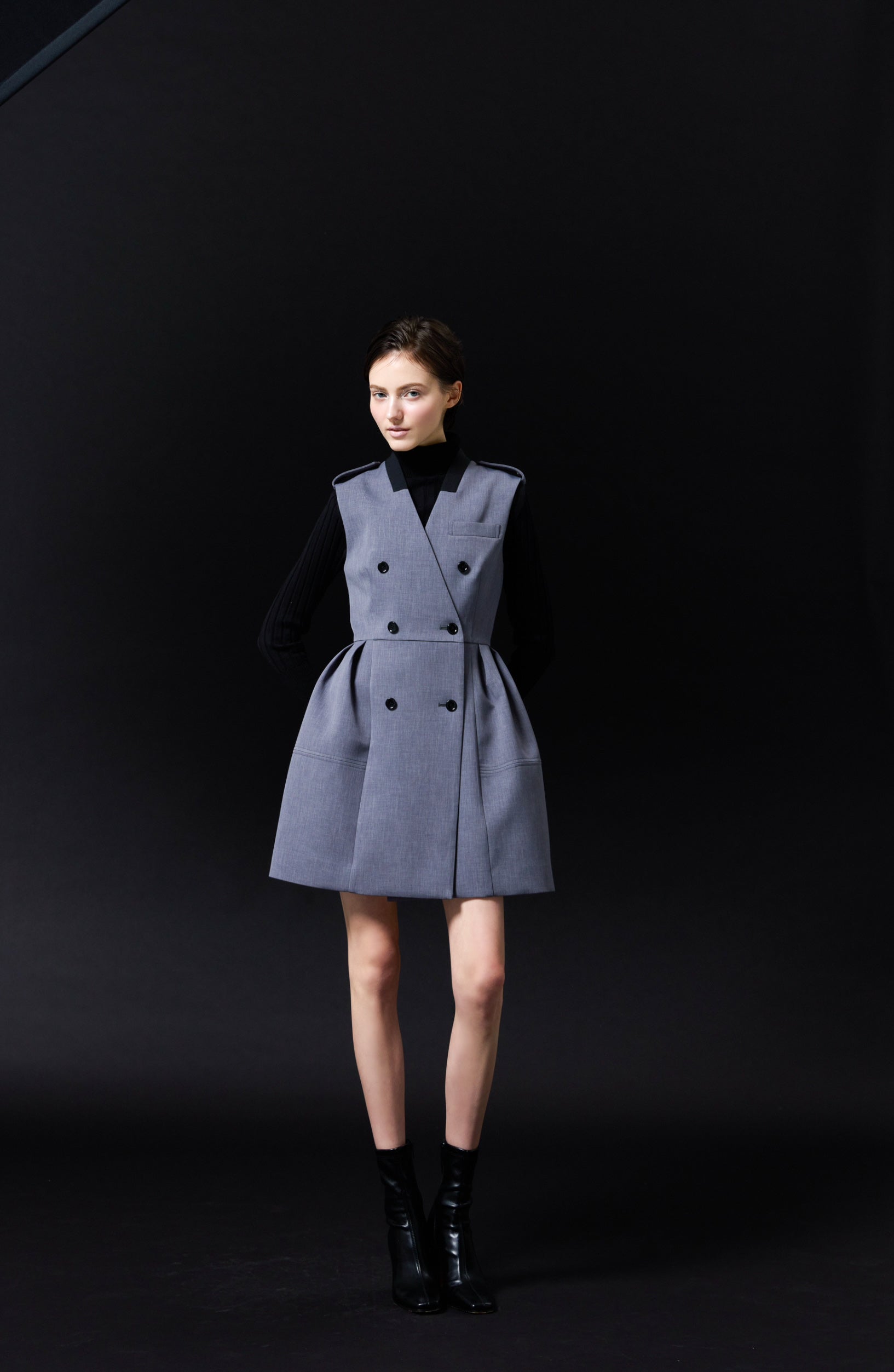 stripe peplum knit tops – shéller / シェリエ