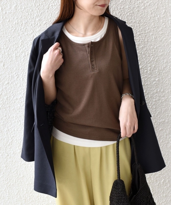 予約》SHIPS Colors:〈手洗い可能〉レイヤード タンクトップ セット