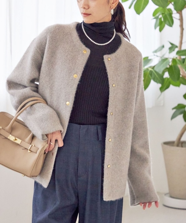 フォックス ブレンド ノーカラー ニット コート｜ SHIPS 公式サイト