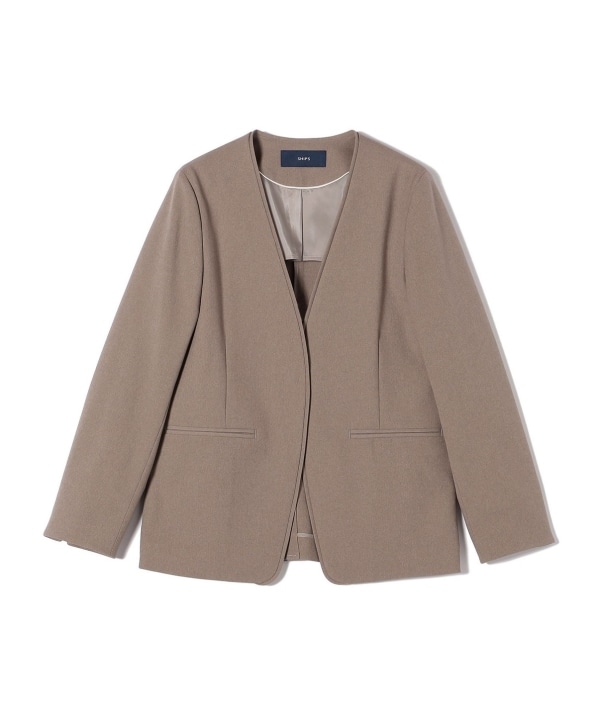 手洗い可能〉ツイル ストレッチ ノーラペル ジャケット（セットアップ