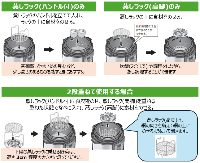 2段蒸しラックはどうやって使うの？｜クッキングプロ ベーシック（電気