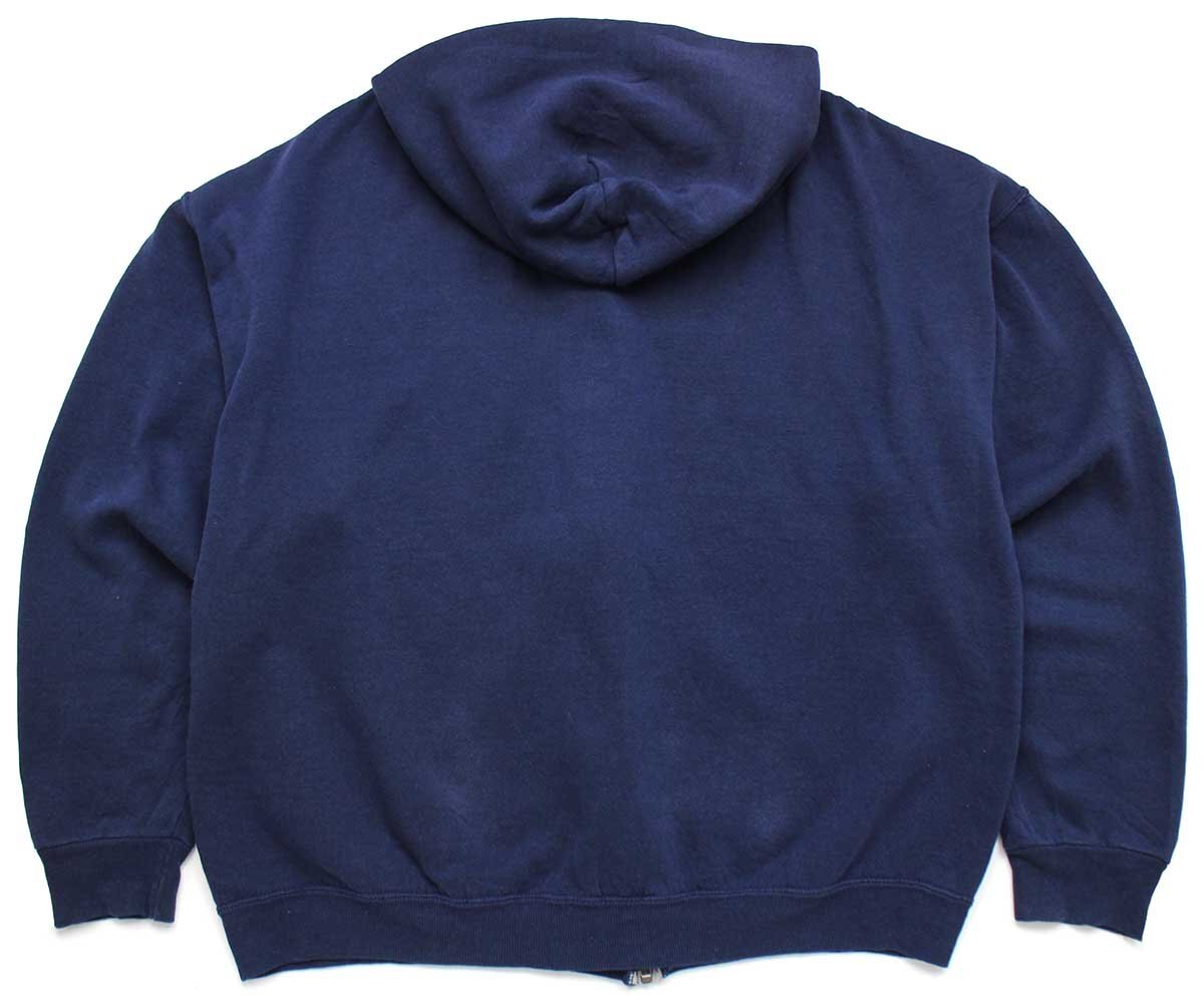 90s メキシコ製 RUSSELLラッセル 無地 スウェット ジップパーカー 紺