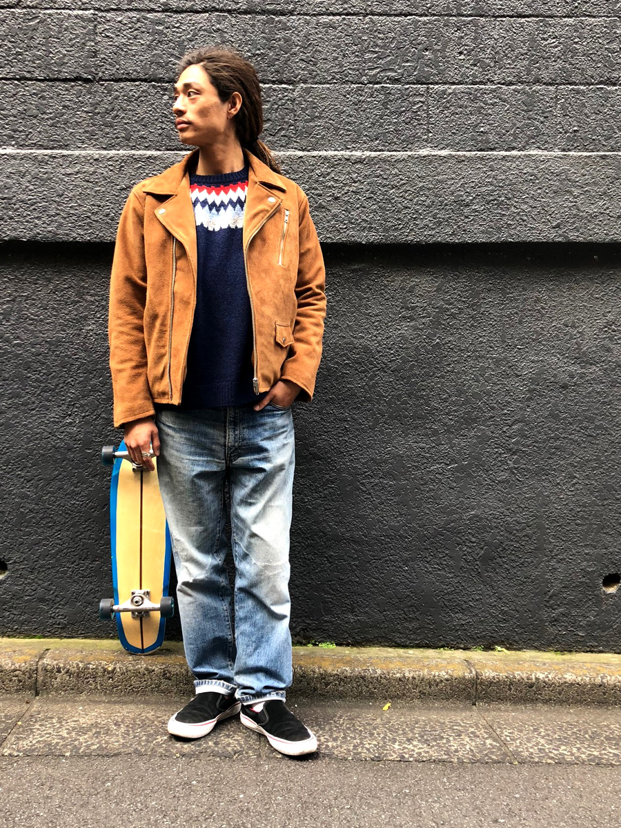 世代別アウトフィット – Cow Suede Double Riders Jacket- ｜ STANDARD