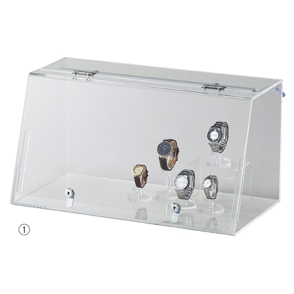 鍵付きショーケース 白色LED照明付き 幅57cm