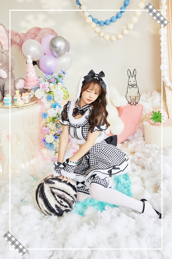 即日発送】たれ耳ギンガムチェックドーリーメイド【マリームーン