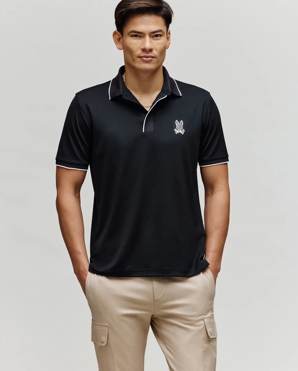 Men's Jayden Sport Polo Shirt in Black | Psycho Bunny