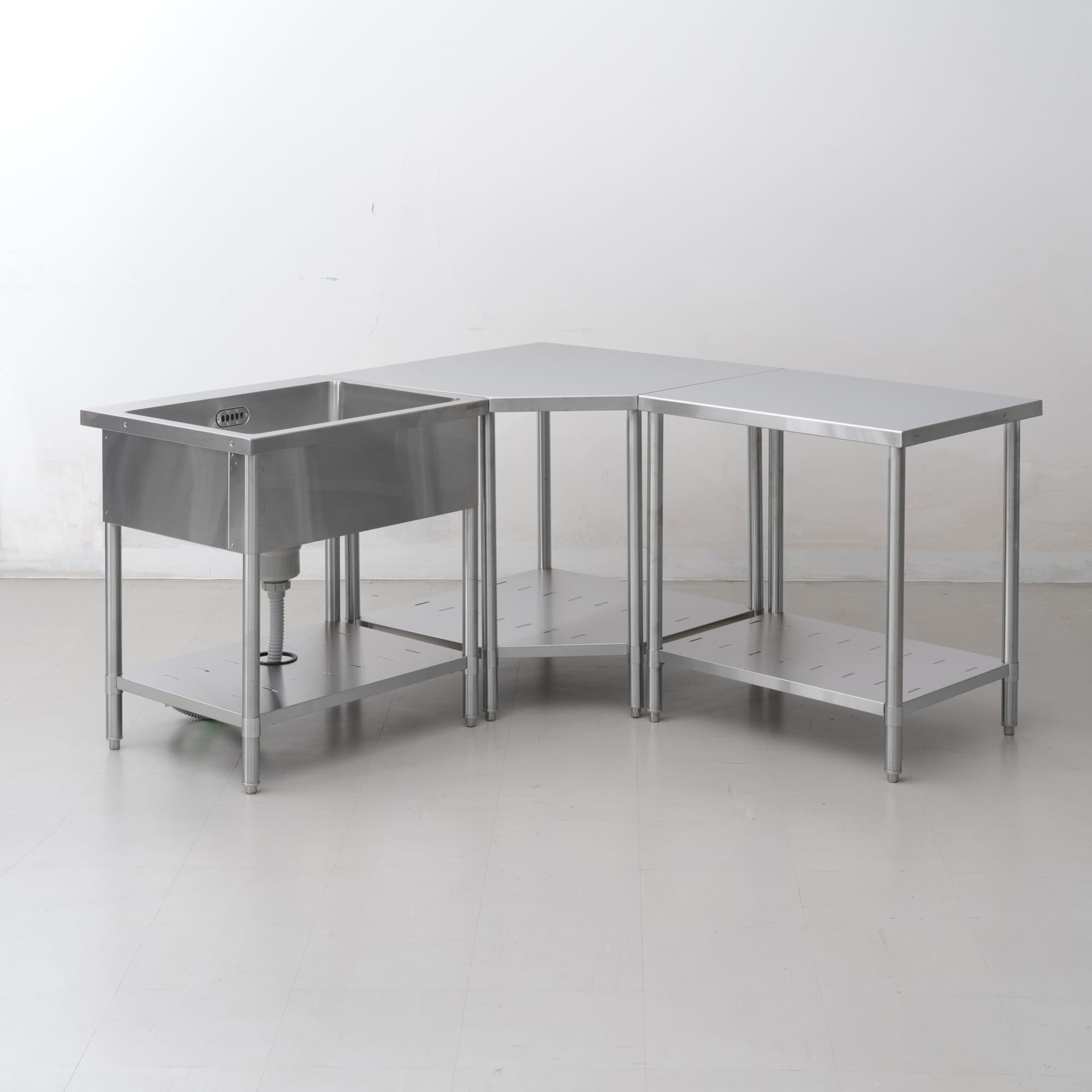 業務用キッチン 二槽シンク | KB-KC025-02-G239 | キッチン本体