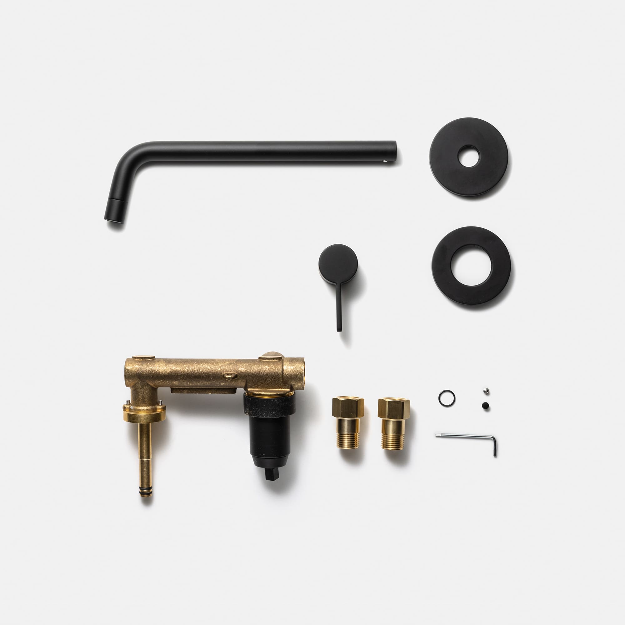 壁付けセパレート混合水栓 洗面用 ブラック L248 | KB-TP007-06-G141