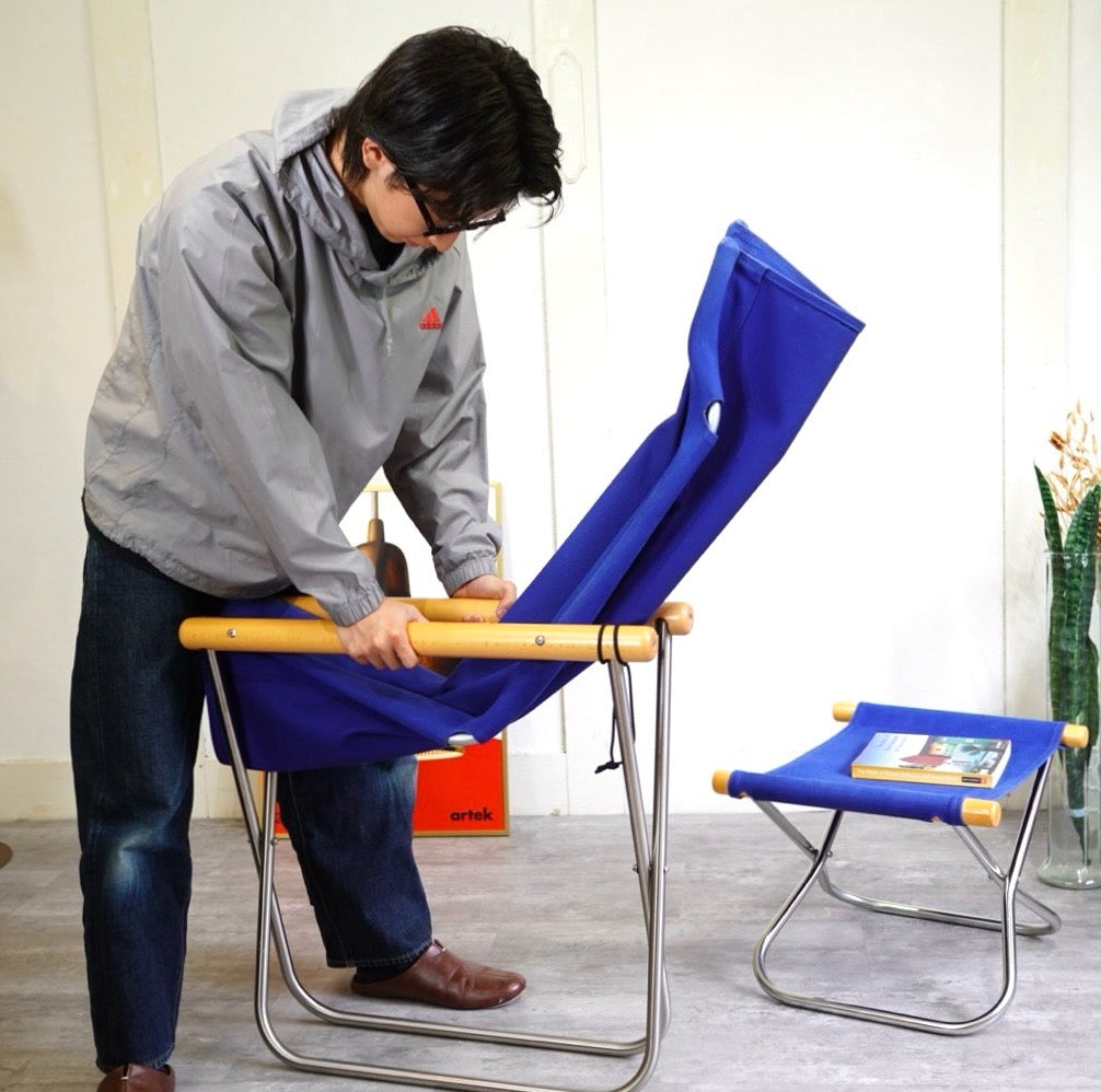 ニーチェア / Nychair X オットマン付き ブルー 新居 猛 中古