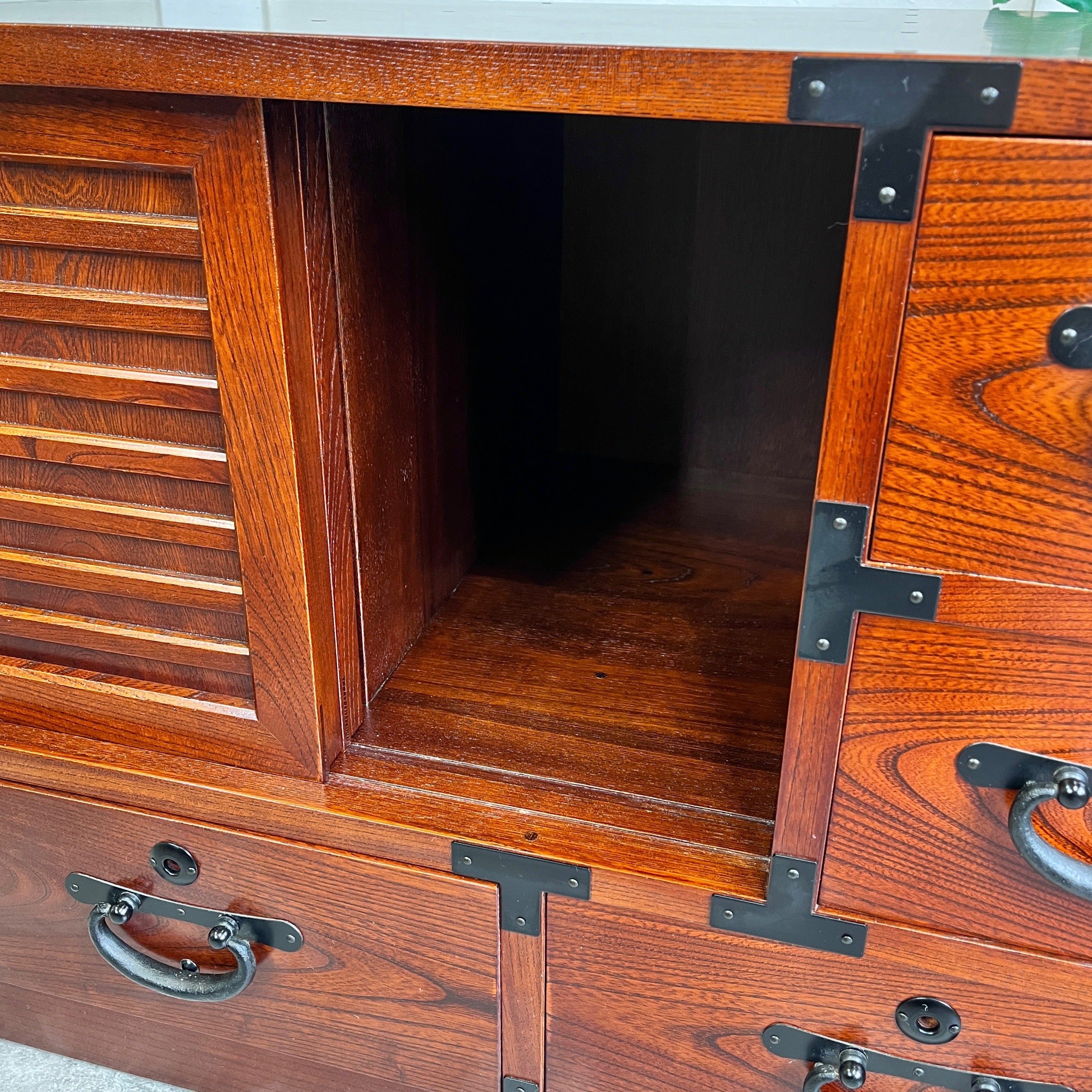 欅の帳場箪笥 日本 伝統 3段 キャビネット 工芸品 中古 日本 伝統 渋い