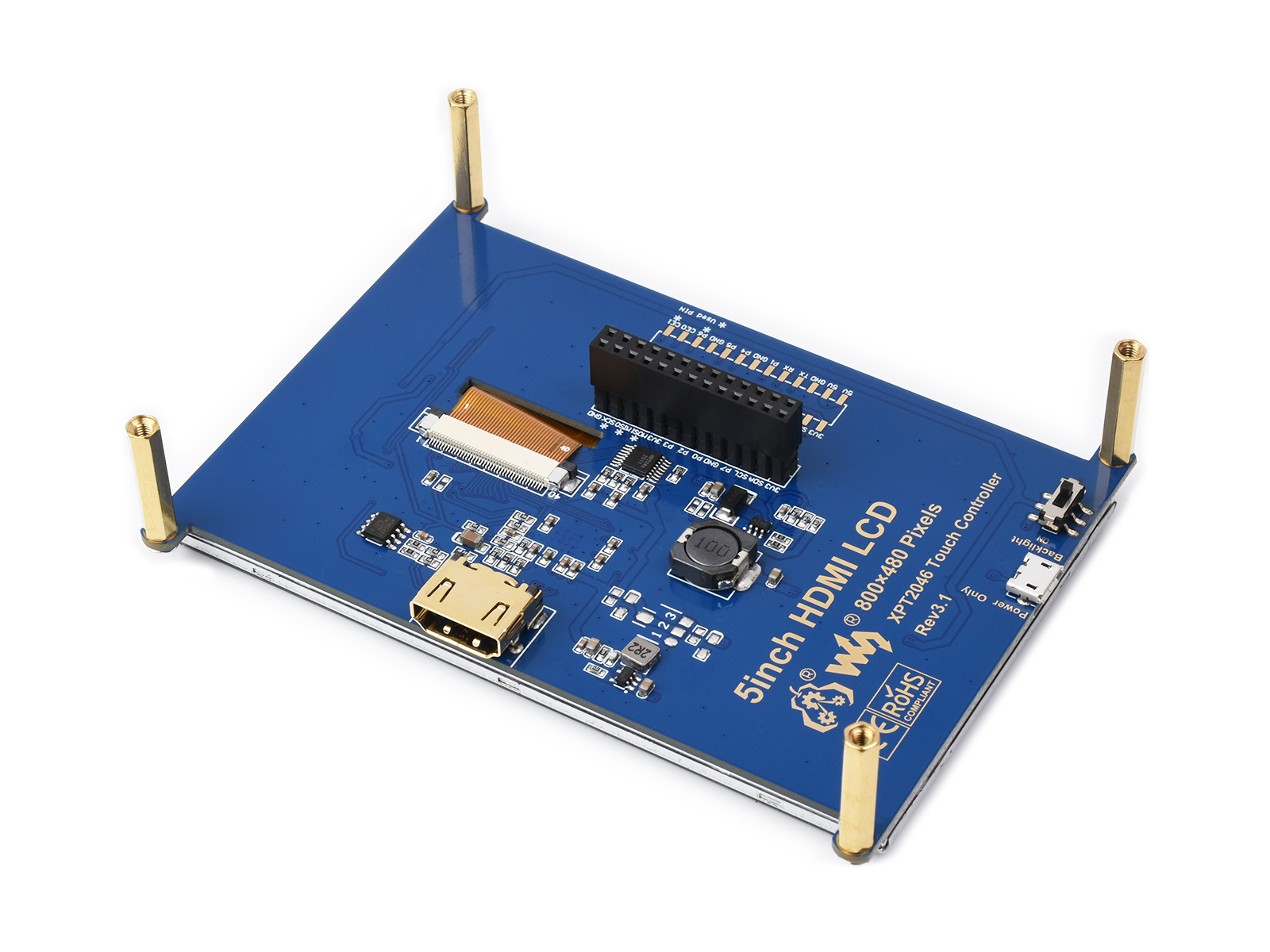 5inch Resistive Touch Screen LCD, 800×480, HDMI, Low Power