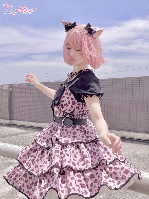 ToAlice】L999ハートレオパードティアードジャンパースカート【50％OFF