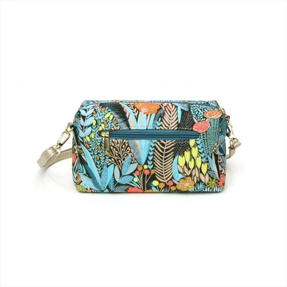 バッグ 花柄2WAYポーチ ゴールド×ターコイズ レディース(サイズ無し
