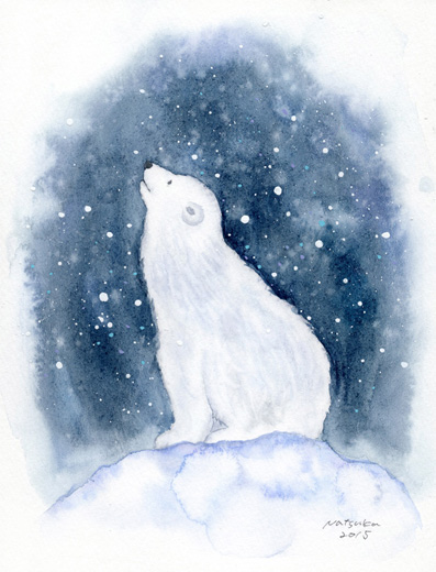 シロクマと夜空Polar Bear and Night Sky|村田夏佳Natsuka Murata