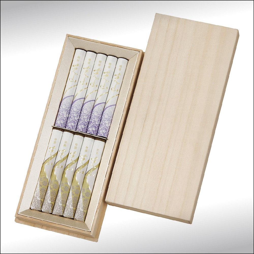 線香 芝山二種香（銘香芝山・特選芝山） 桐箱短寸10入 | 商品詳細
