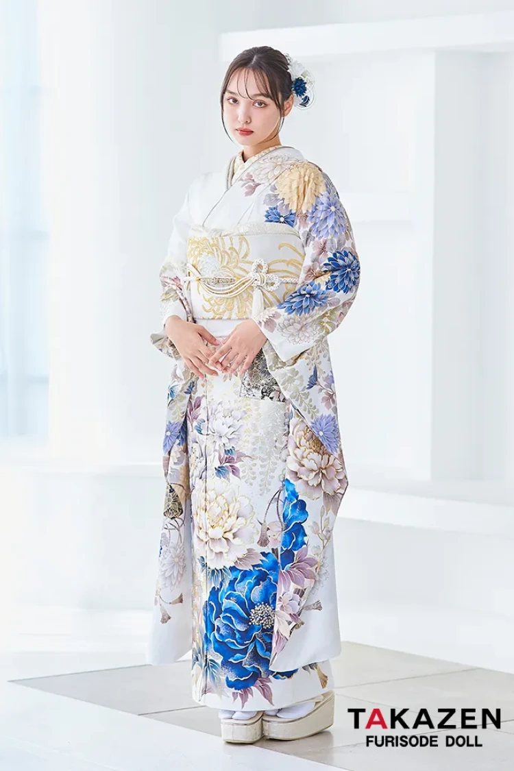 正統派古典 白/青 假屋崎省吾デザイン スワロフスキー付き 華やか 豪華