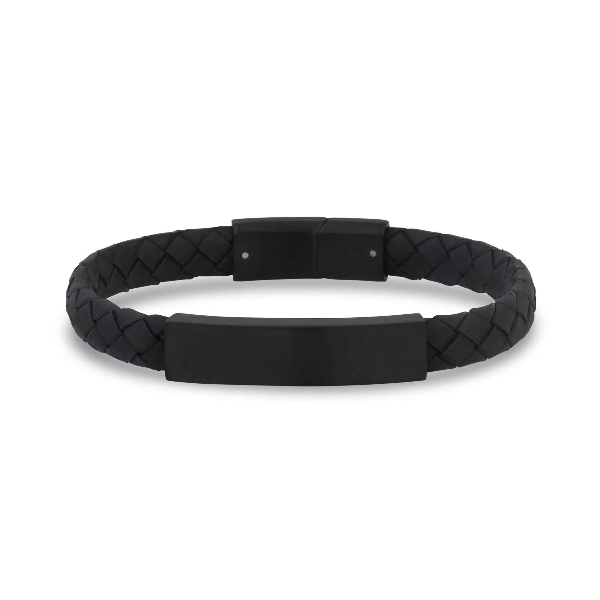 8mm Flat Leather Engravable Stainless Steel ID Bracelet – The