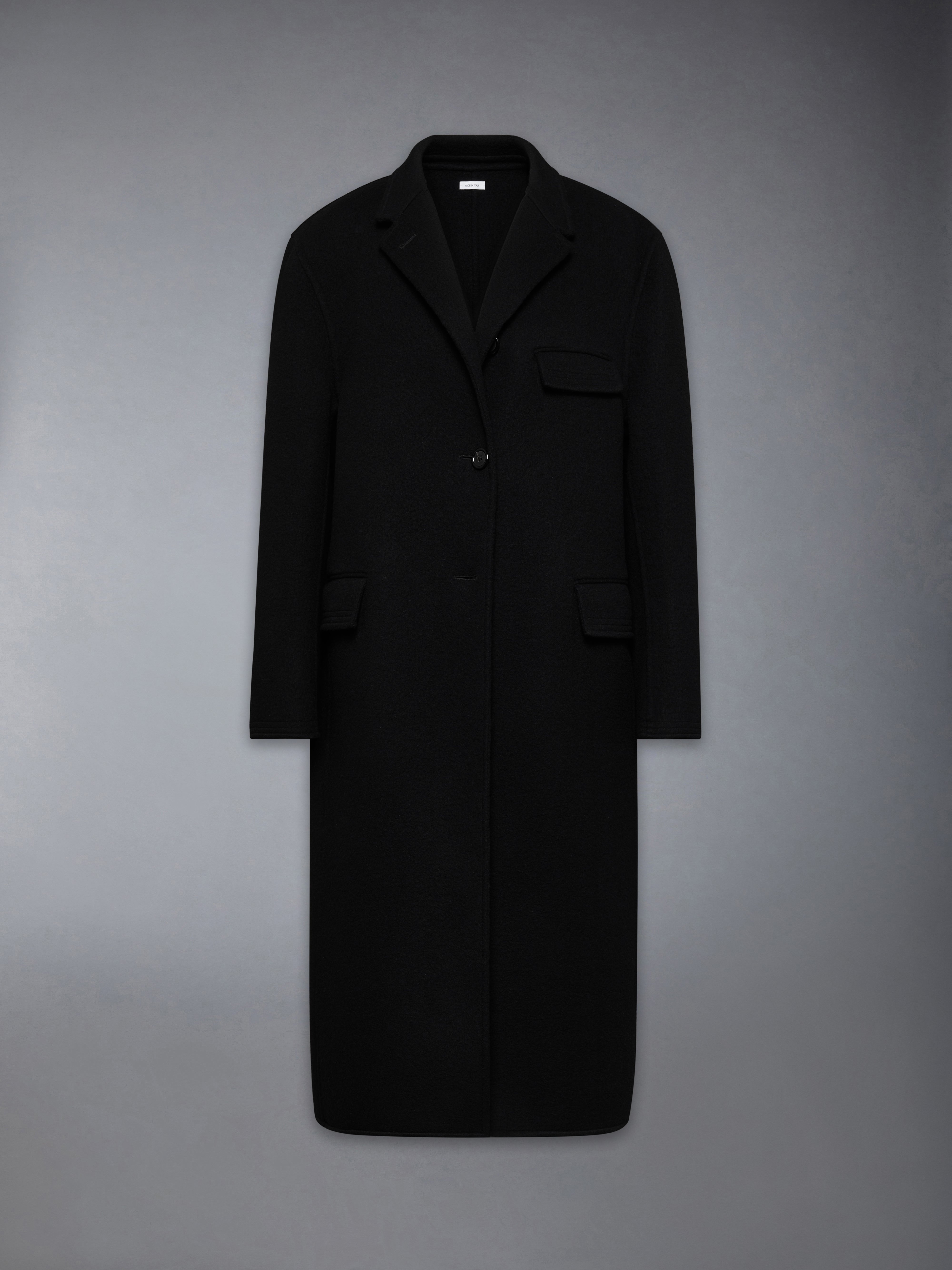 Boiled Wool Cashmere Chesterfield Coat | Thom Browne