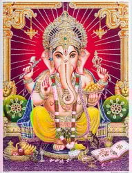 約40.5cm×約30.5cm〕輝くラメ入り・インドのヒンドゥー神様ポスター