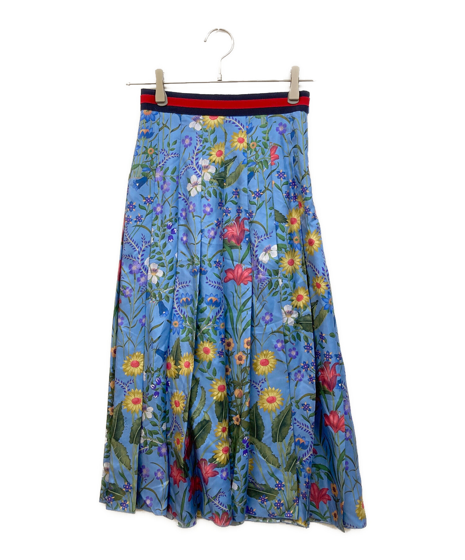 中古・古着通販】GUCCI (グッチ) フローラルシルクスカート ブルー