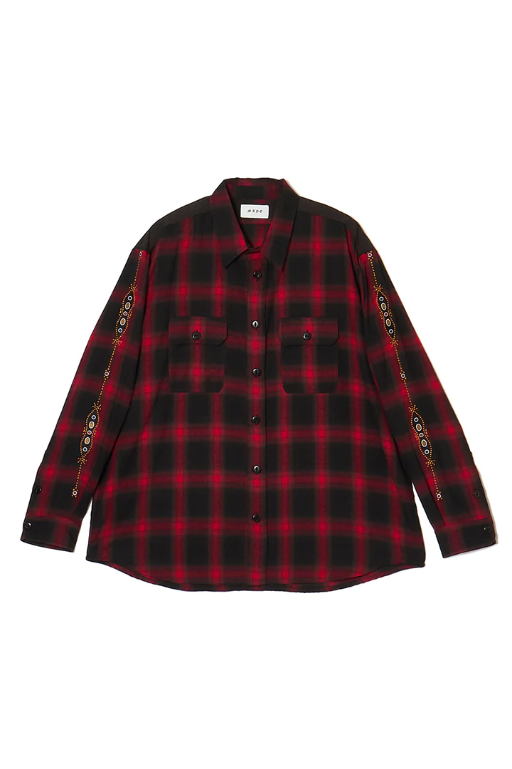 SOLD}MAYO メイヨー STUD LOOK EMBROIDERY CHECK SHIRT スタッズ風刺繍
