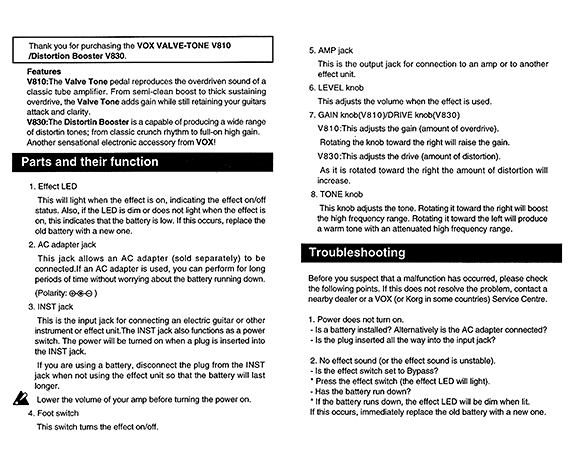 The VOX Showroom - V810 Vox Valvetone Pedal and V830 Vox