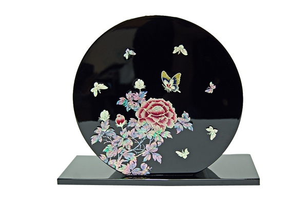 韓国螺鈿花器牡丹と蝶（丸） 花器・陶磁器 夢市場本店【韓国