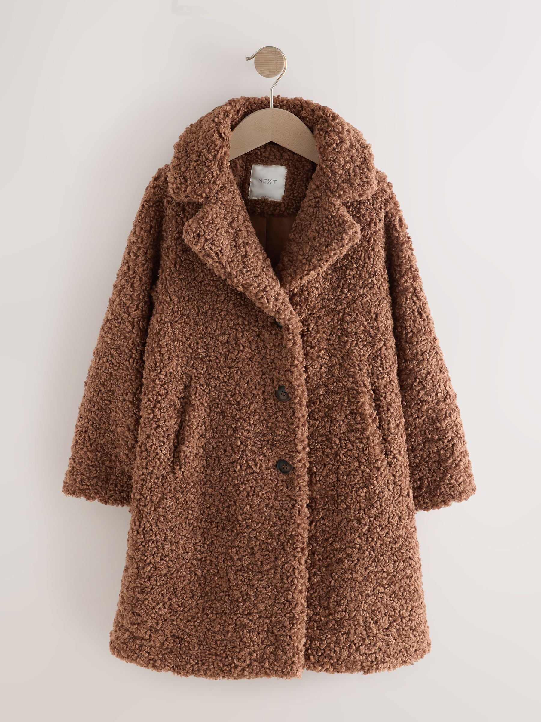 Buy Camel Longline Teddy Borg Fleece Coat (3-16yrs) from Next USA