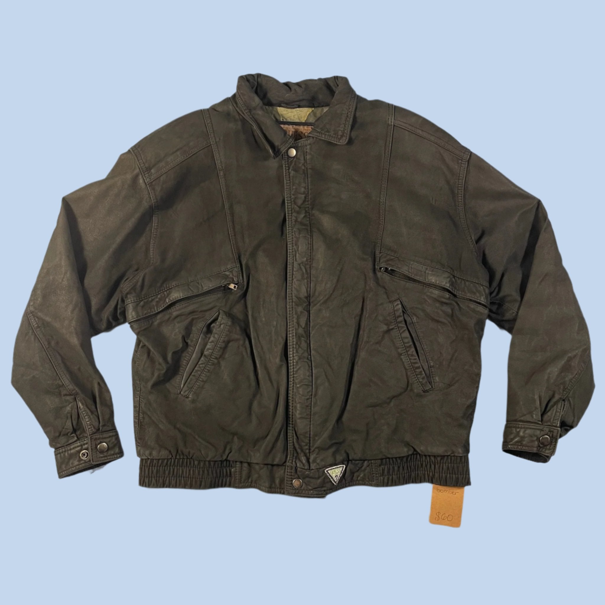 80s vintage Guess leather bomber jacket - size L/XL – cross dressin