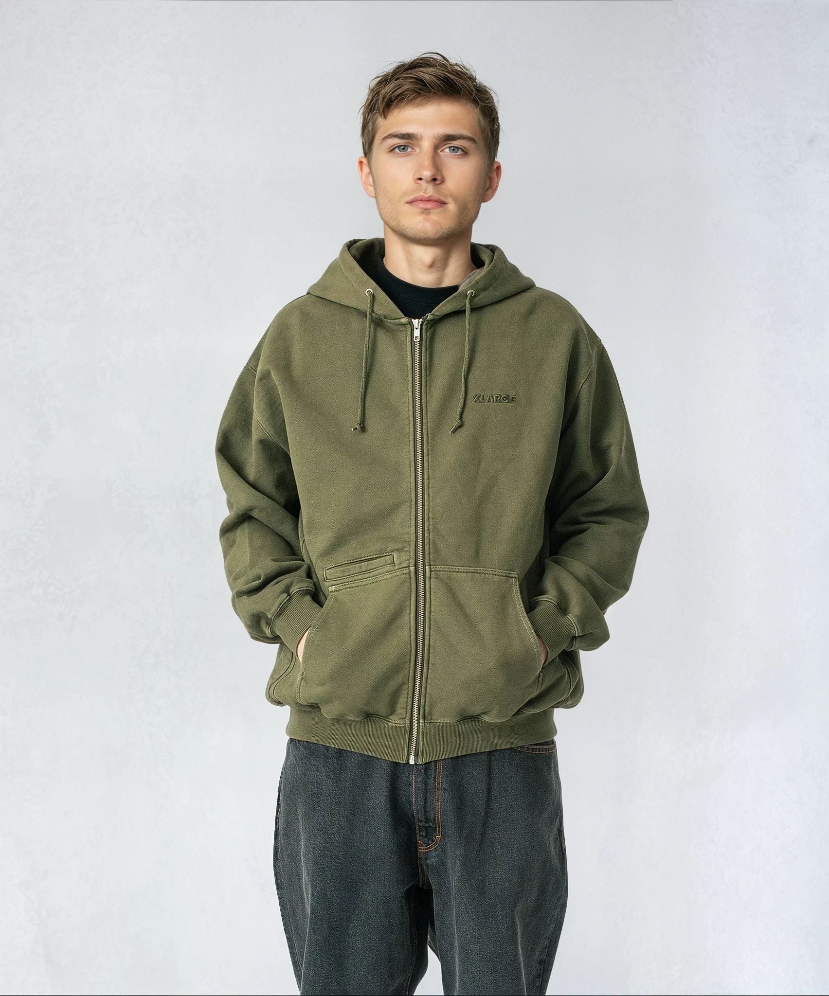 PIGMENT DYED WORK ZIP HOODED SWEATSHIRT – XLARGE