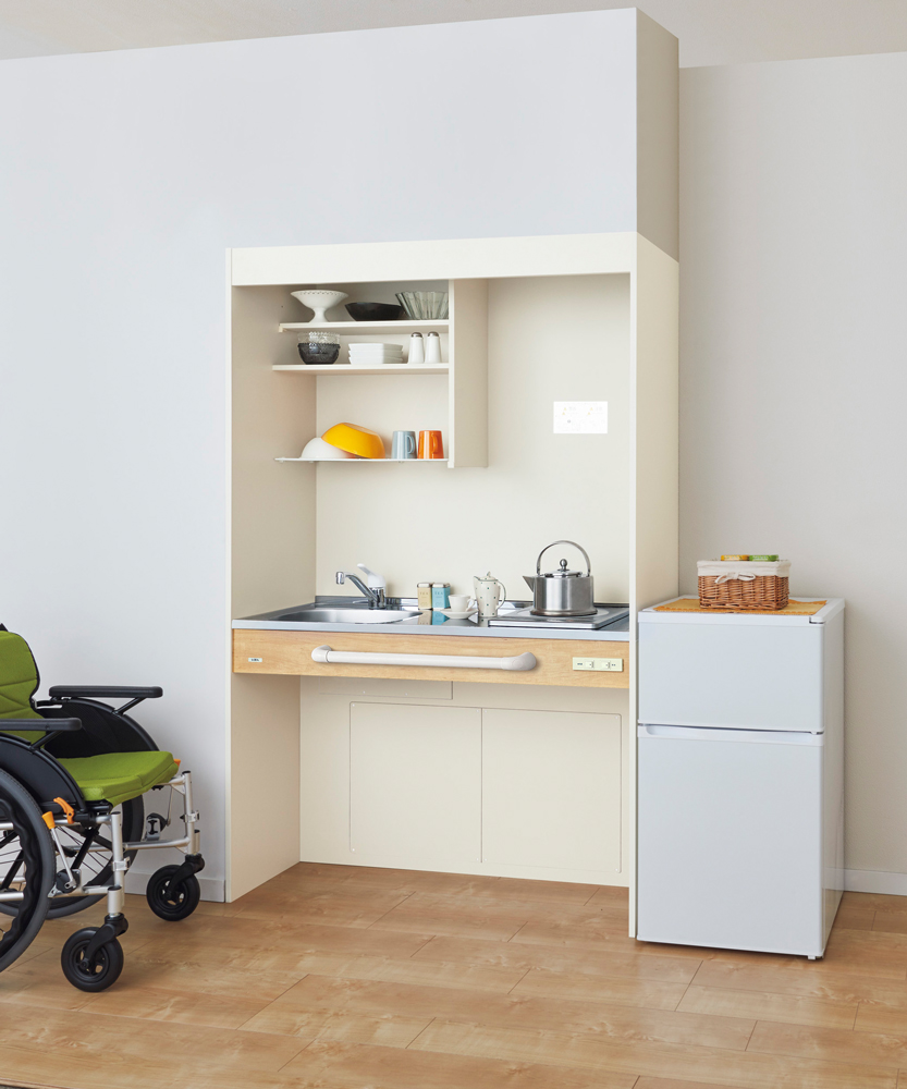 座った状態でも作業しやすいミニキッチン | 日経クロステック（xTECH）